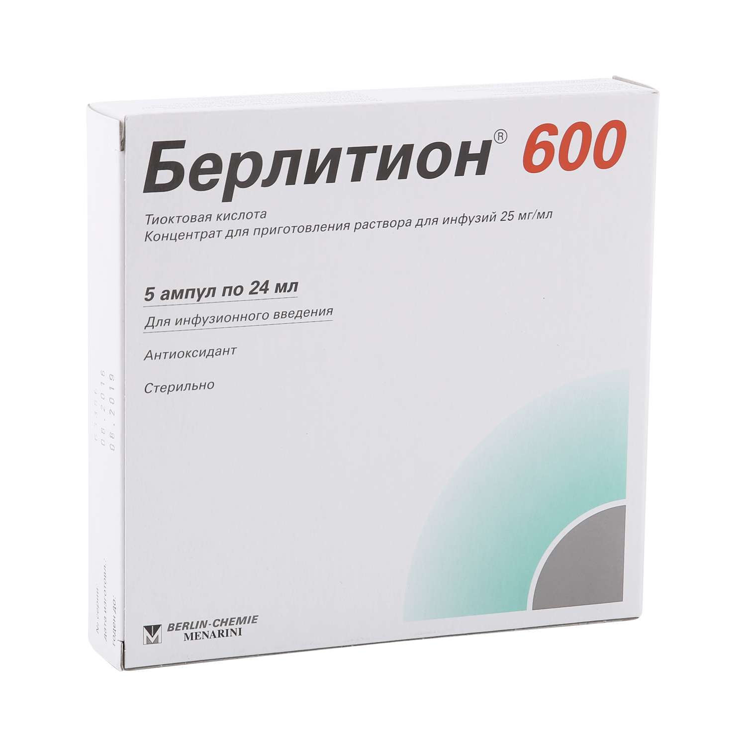 Берлитион 600 конц. для р-ра для инф. 25мг/мл 24мл №5